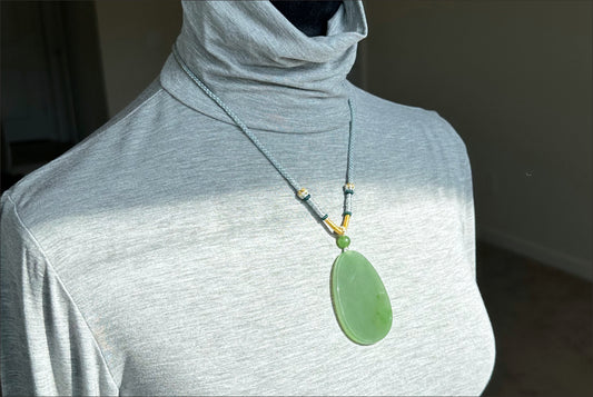 Certified Natural Green Nephrite Jade “Wushi Pai” Pendant, 天然碧玉46无事牌吊坠
