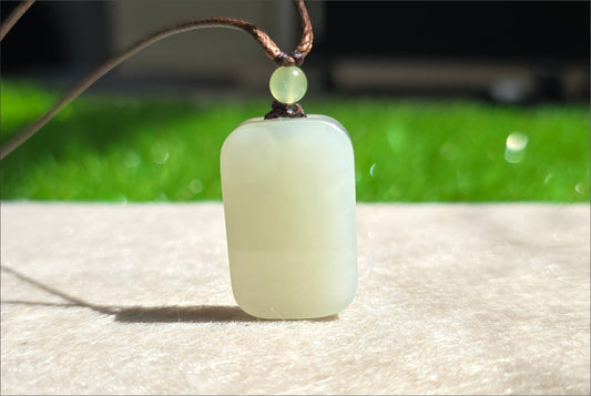 Certified Natural White QingShui Nephrite Jade Small Wushi Pai Peace Amulet Pendant, 天然白冰晴和田白玉小无事牌吊坠