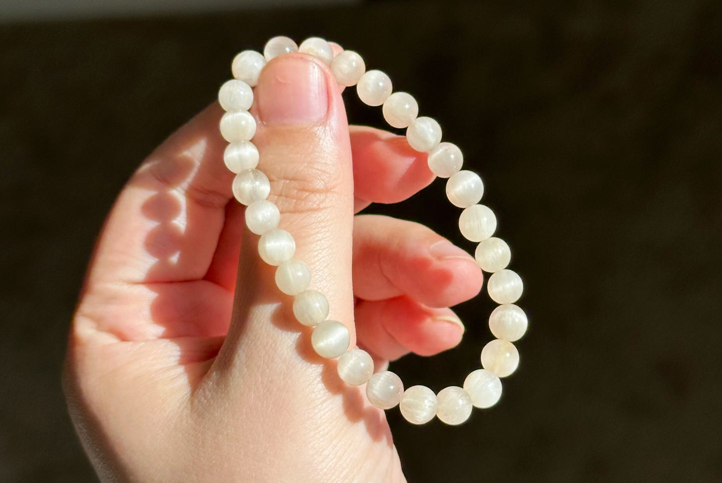 6.5mm+, Certified Top Grade Natural Cream White Rabbit Hair Quartz Bracelet, Cat Eye Rabbit Hair Rutile Quartz Bracelet, 天然收藏级猫眼灰白兔毛手串