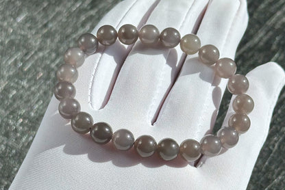 8mm, Certified Natural High Quality Smoky Purple Nephrite Jade Beads Bracelet, 天然烟紫和田玉手串