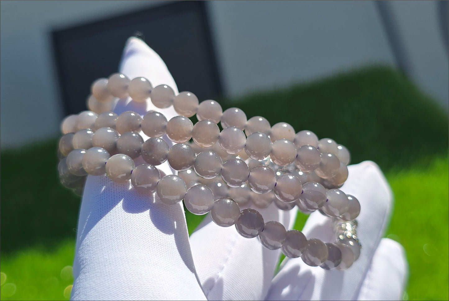 6mm, Certified Natural Smoky Purple Nephrite Jade Beads Necklace/ Necklace and Bracelet, 天然烟紫和田玉项链