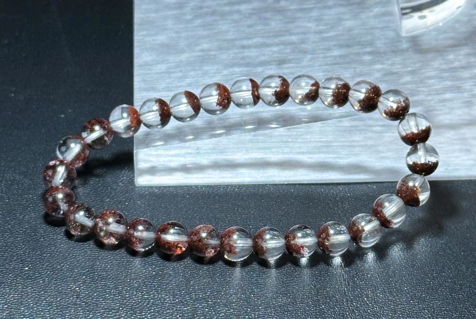 6.5mm,+ Certified High Grade Natural Red Phantom Quartz Bracelet, Treasure Bowl Red Phantom Quartz Bracelet, 天然聚宝盆红幽灵水晶手串