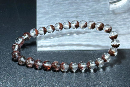 6.5mm,+ Certified High Grade Natural Red Phantom Quartz Bracelet, Treasure Bowl Red Phantom Quartz Bracelet, 天然聚宝盆红幽灵水晶手串
