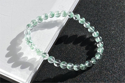 6mm+, Certified Natural Rare Emerald Green Phantom Bead Bracelet, Green Phantom Quartz Bracelet, 稀有天然翠幽灵手串