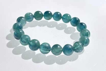 11mm+, Certified Undyed Icy Transparent Greenish Blue Kyanite Bracelet, Kyanite Bracelet, 稀有透体无烤无染绿蓝晶石