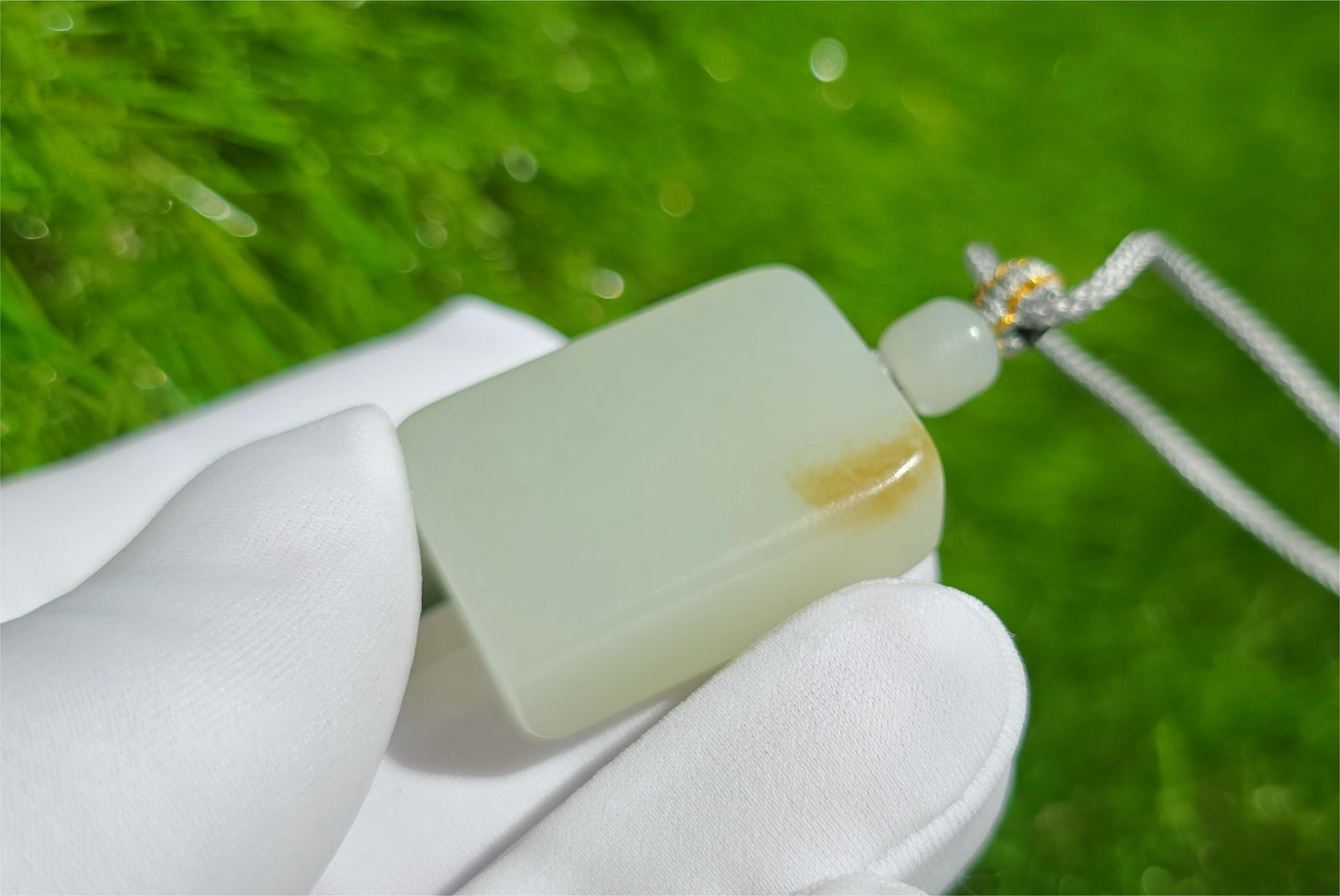 Certified Natural Warm White and sugar Nephrite Jade Wushi pai Peace Amulet Pendant, 天然俄白带一口糖和田玉无事牌吊坠