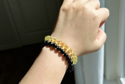 7.2mm+, Certified Natural High Quality Yellow Prehnite Bracelet, Natural Gold Prehnite Bracelet 天然冰种巴西金葡萄石手串