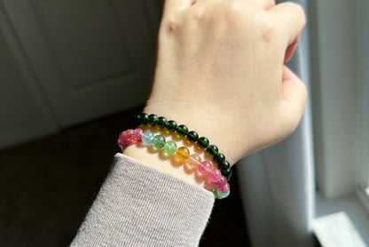6.5mm+, Certified Natural High Clarity Chrome Diopside Beads Bracelet, Chrome Diopside Bracelet, 天然玻璃体透辉石手串