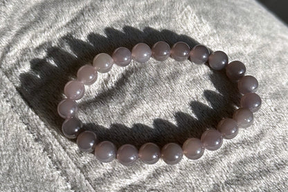 8mm, Certified Natural High Quality Smoky Purple Nephrite Jade Beads Bracelet, 天然烟紫和田玉手串