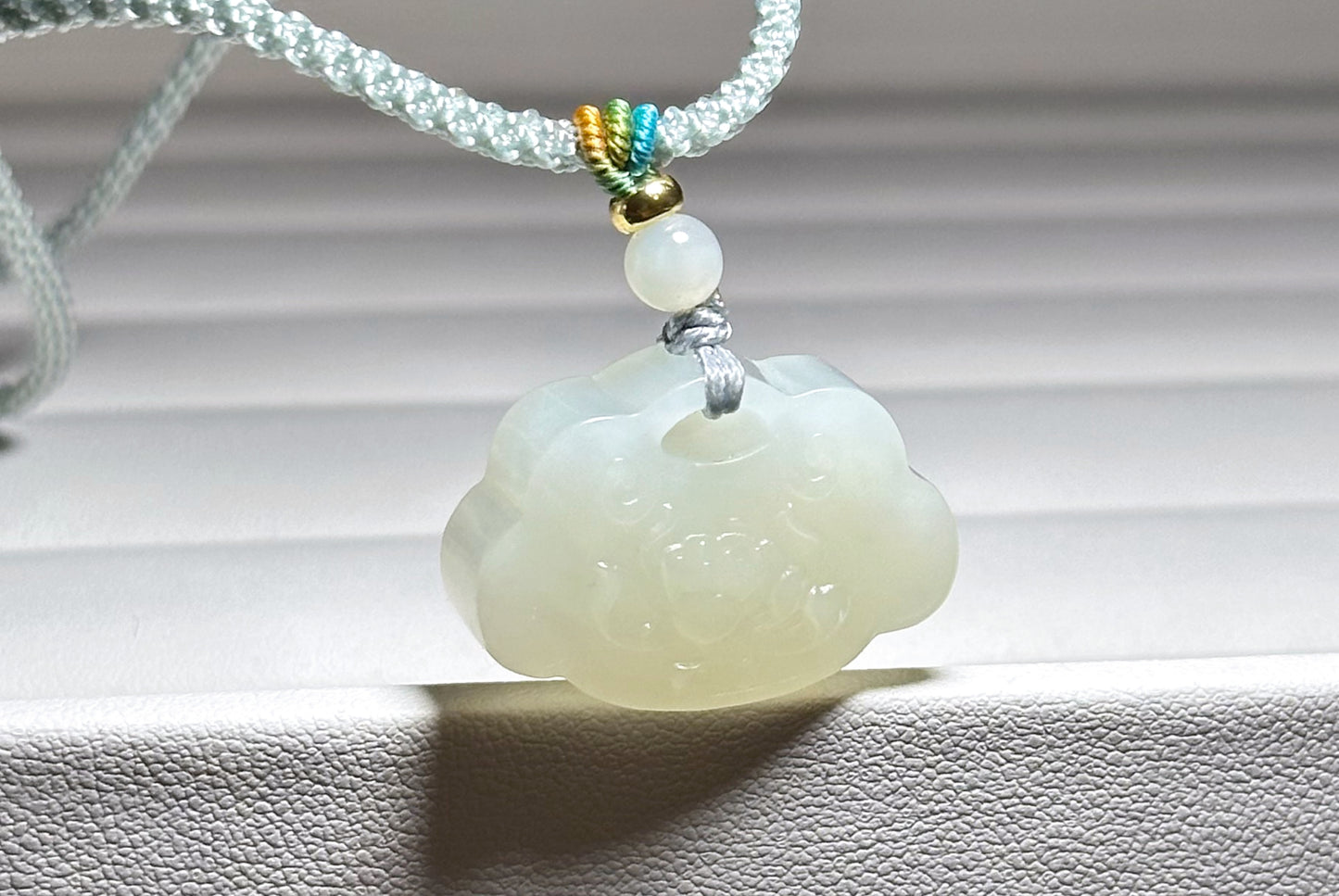 Certified Natural White Nephrite Jade Carved Lotus Peace Lock Pendant, White Jade Pendant, 天然和田白玉莲花锁吊坠