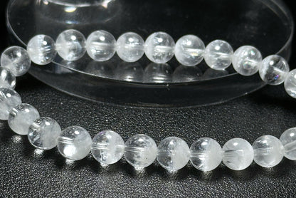 7.3mm+, Certified Natural White Phantom Quartz Beads Bracelet ,Treasure Bowl White Phantom Quartz Bracelet, 天然纯白无杂聚宝盆白幽灵手串