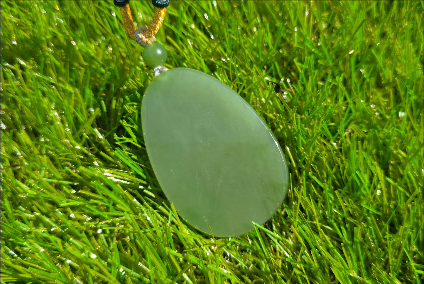 Certified Natural Green Nephrite Jade “Wushi Pai” Pendant, 天然碧玉46无事牌吊坠