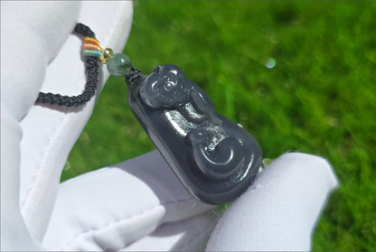Certified Natural High-Quality Imperial Purple Nephrite Jade Hand-Carved Enlightenment Pendant, 天然帝王紫和田玉手工雕刻悟道莲花吊坠