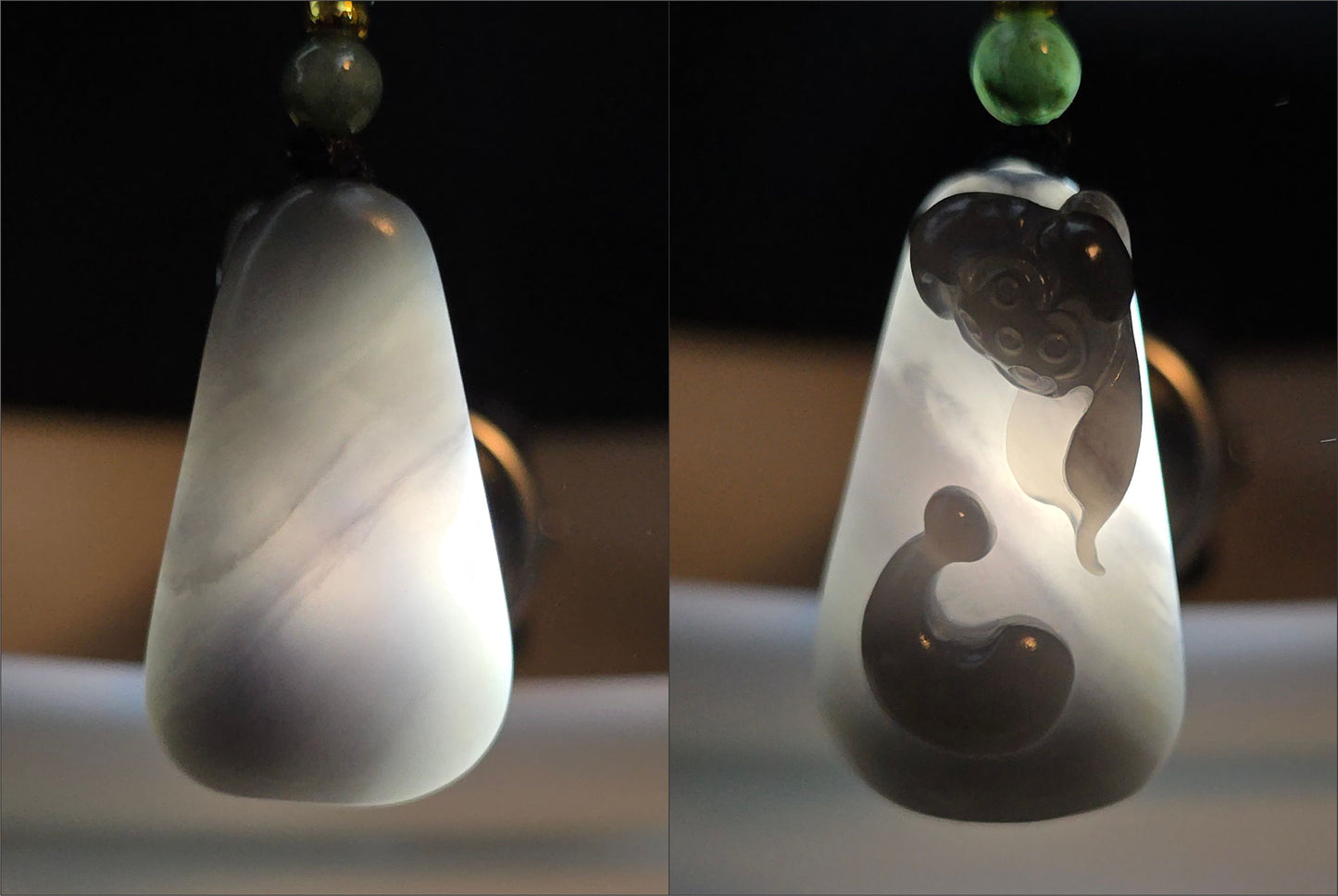 Certified Natural High-Quality Imperial Purple Nephrite Jade Hand-Carved Enlightenment Pendant, 天然帝王紫和田玉手工雕刻悟道莲花吊坠