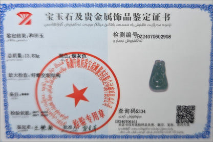 Certified Natural High-Quality Imperial Purple Nephrite Jade Hand-Carved Enlightenment Pendant, 天然帝王紫和田玉手工雕刻悟道莲花吊坠