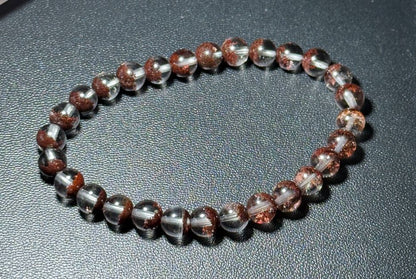 6.5mm,+ Certified High Grade Natural Red Phantom Quartz Bracelet, Treasure Bowl Red Phantom Quartz Bracelet, 天然聚宝盆红幽灵水晶手串