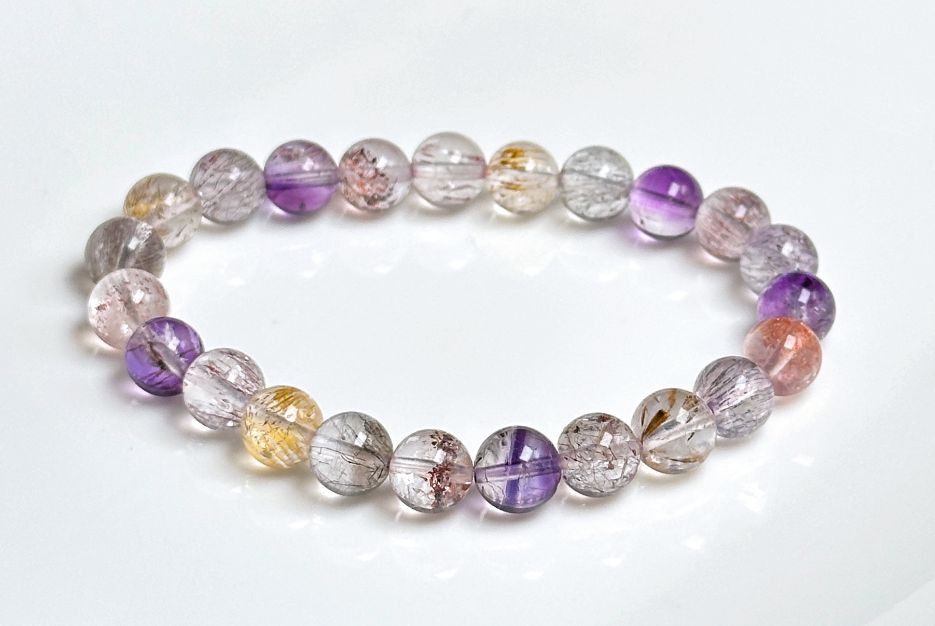8mm+, Certified Natural Super Seven Bracelet, Super 7 Quartz Bracelet, 天然超七水晶手串