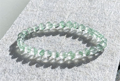 6mm+, Certified Natural Rare Emerald Green Phantom Bead Bracelet, Green Phantom Quartz Bracelet, 稀有天然翠幽灵手串