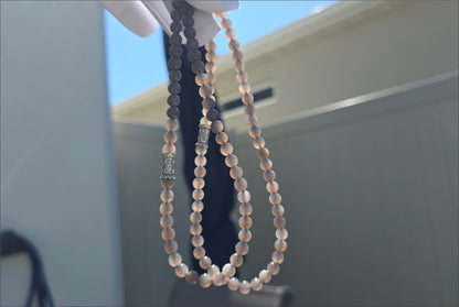 6mm, Certified Natural Smoky Purple Nephrite Jade Beads Necklace/ Necklace and Bracelet, 天然烟紫和田玉项链