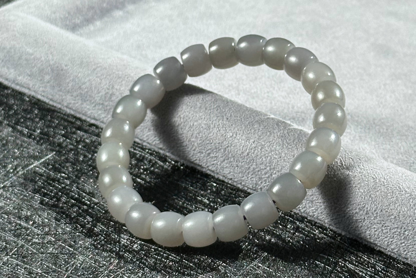 9mm, Certified Natural Smoky Purple Nephrite Jade Beads Bracelet, 天然烟紫和田玉直切手串