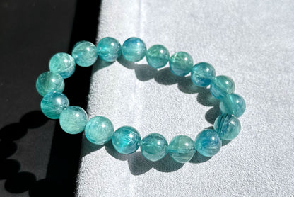 11mm+, Certified Undyed Icy Transparent Greenish Blue Kyanite Bracelet, Kyanite Bracelet, 稀有透体无烤无染绿蓝晶石