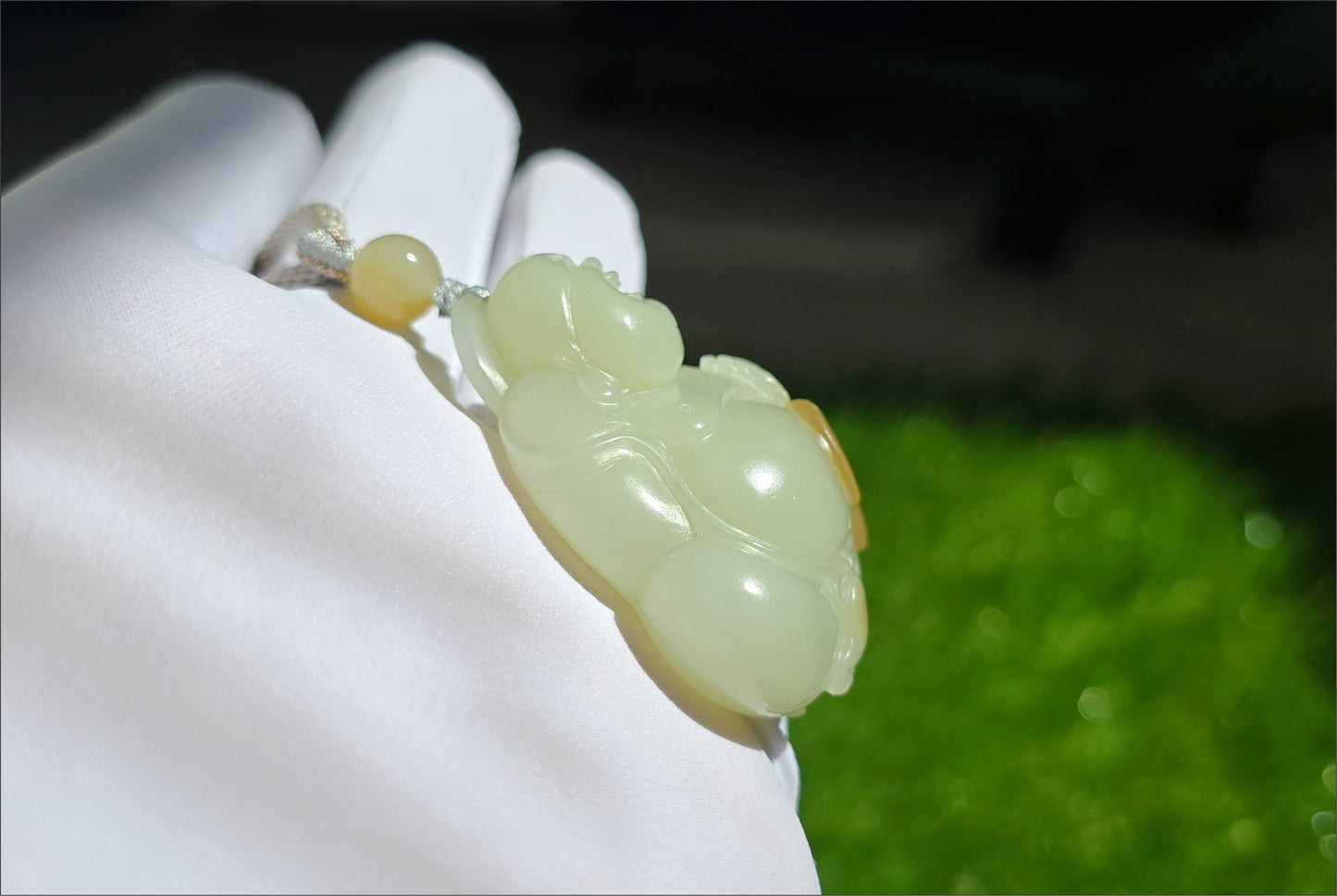 Certified Natural High-Quality Ruoqiang Yellow and Sugar Nephrite Jade Hand-Carved Maitreya Buddha Pendant, 天然若羌黄口带糖和田玉手工雕刻弥勒佛