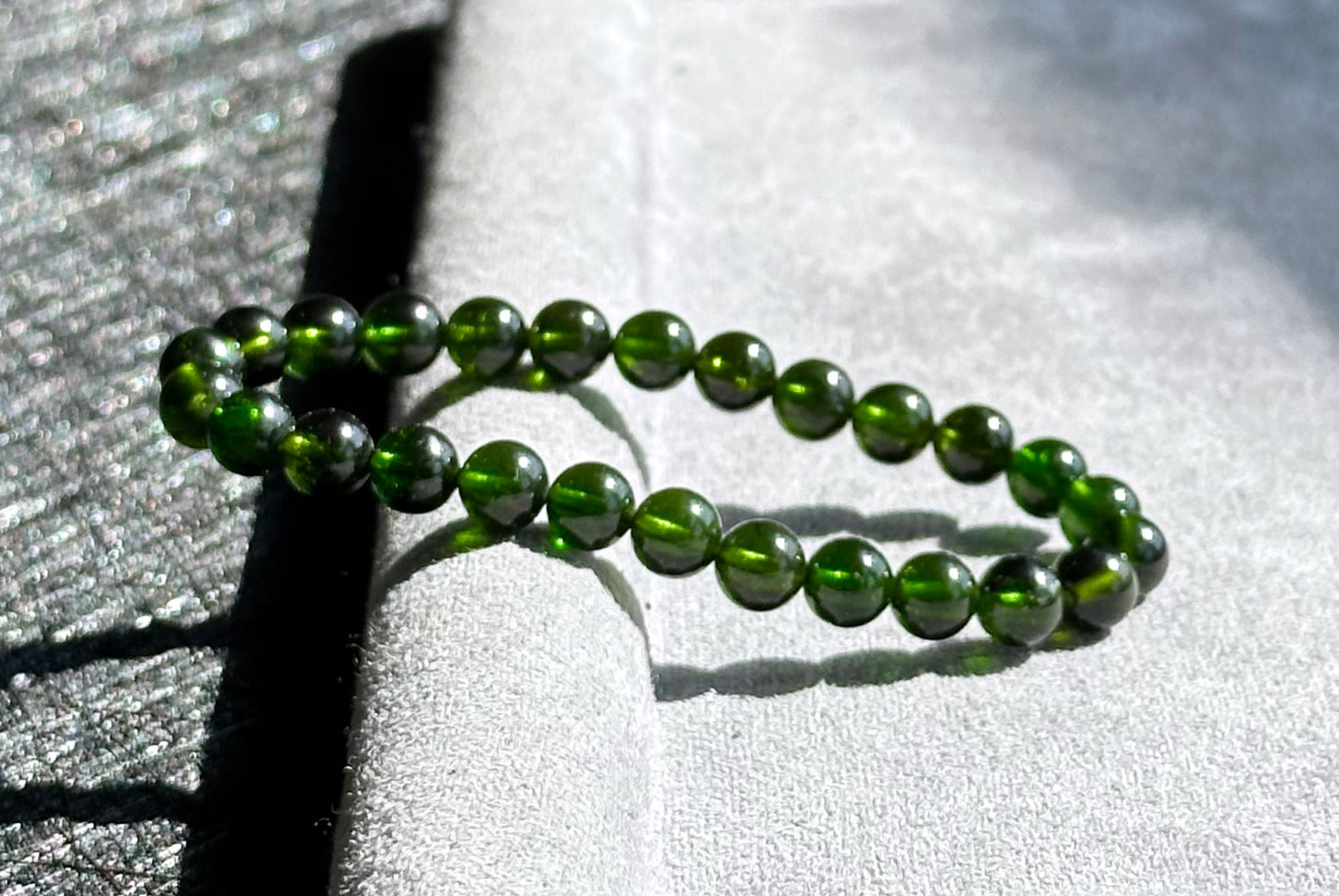 6.5mm+, Certified Natural High Clarity Chrome Diopside Beads Bracelet, Chrome Diopside Bracelet, 天然玻璃体透辉石手串