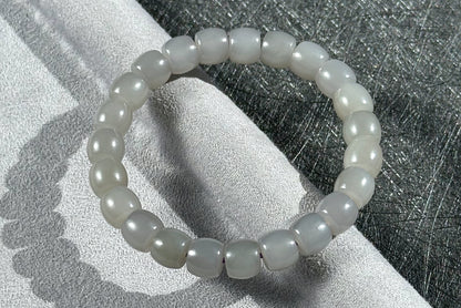 9mm, Certified Natural Smoky Purple Nephrite Jade Beads Bracelet, 天然烟紫和田玉直切手串
