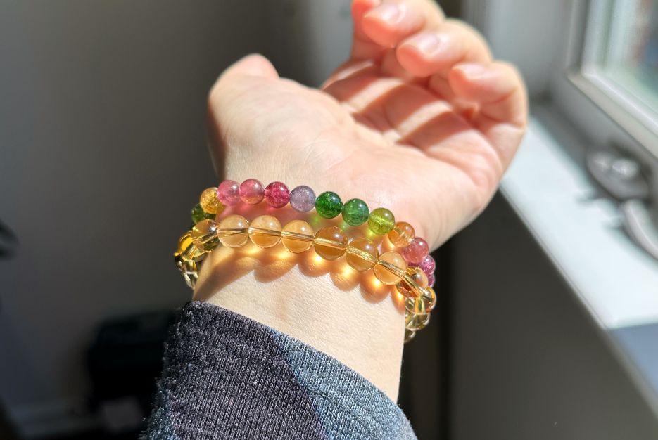 8.6mm+, Certified Natural Collector's Gem Grade Deep Yellow Citrine Beads Bracelet, Untreated High Clarity Natural Citrine, 天然宝石级玻璃体暴力黄黄水晶手串