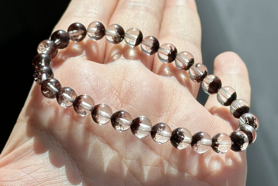 6.5mm,+ Certified High Grade Natural Red Phantom Quartz Bracelet, Treasure Bowl Red Phantom Quartz Bracelet, 天然聚宝盆红幽灵水晶手串