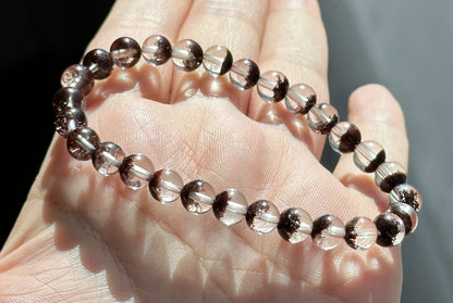 6.5mm,+ Certified High Grade Natural Red Phantom Quartz Bracelet, Treasure Bowl Red Phantom Quartz Bracelet, 天然聚宝盆红幽灵水晶手串