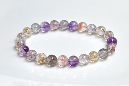 8mm+, Certified Natural Super Seven Bracelet, Super 7 Quartz Bracelet, 天然超七水晶手串