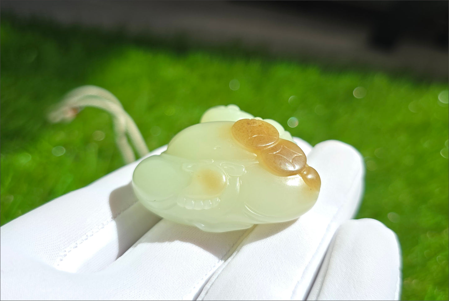 Certified Natural High-Quality Ruoqiang Yellow and Sugar Nephrite Jade Hand-Carved Maitreya Buddha Pendant, 天然若羌黄口带糖和田玉手工雕刻弥勒佛