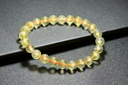 7.2mm+, Certified Natural High Quality Yellow Prehnite Bracelet, Natural Gold Prehnite Bracelet 天然冰种巴西金葡萄石手串