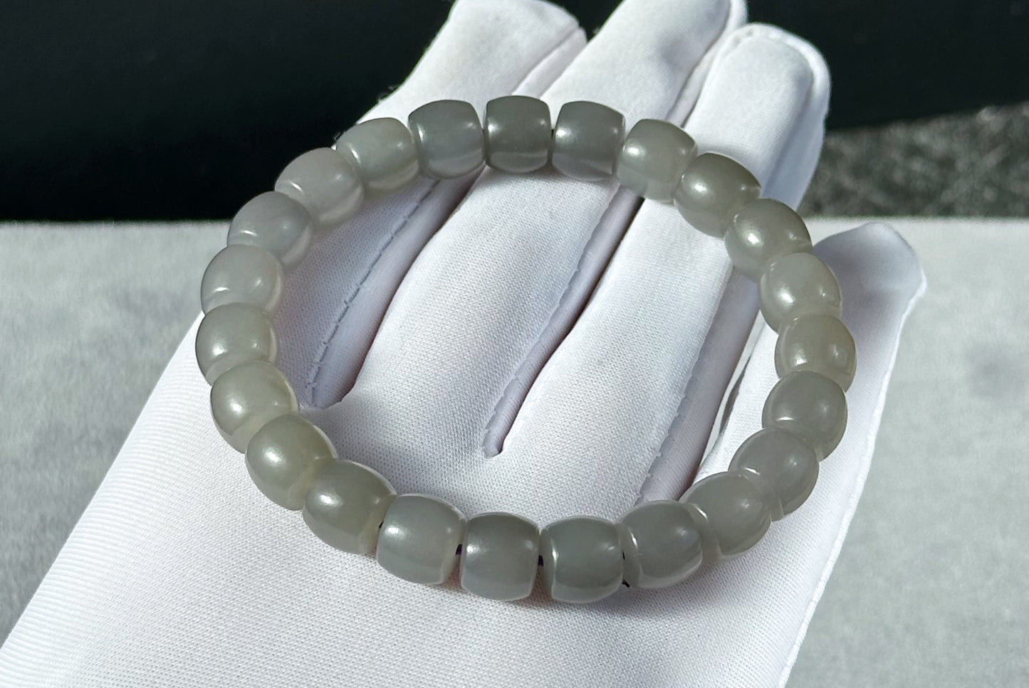 9mm, Certified Natural Smoky Purple Nephrite Jade Beads Bracelet, 天然烟紫和田玉直切手串