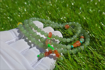 6mm, Certified Natural Green Nephrite Jade Bead Necklace, 天然碧玉项链