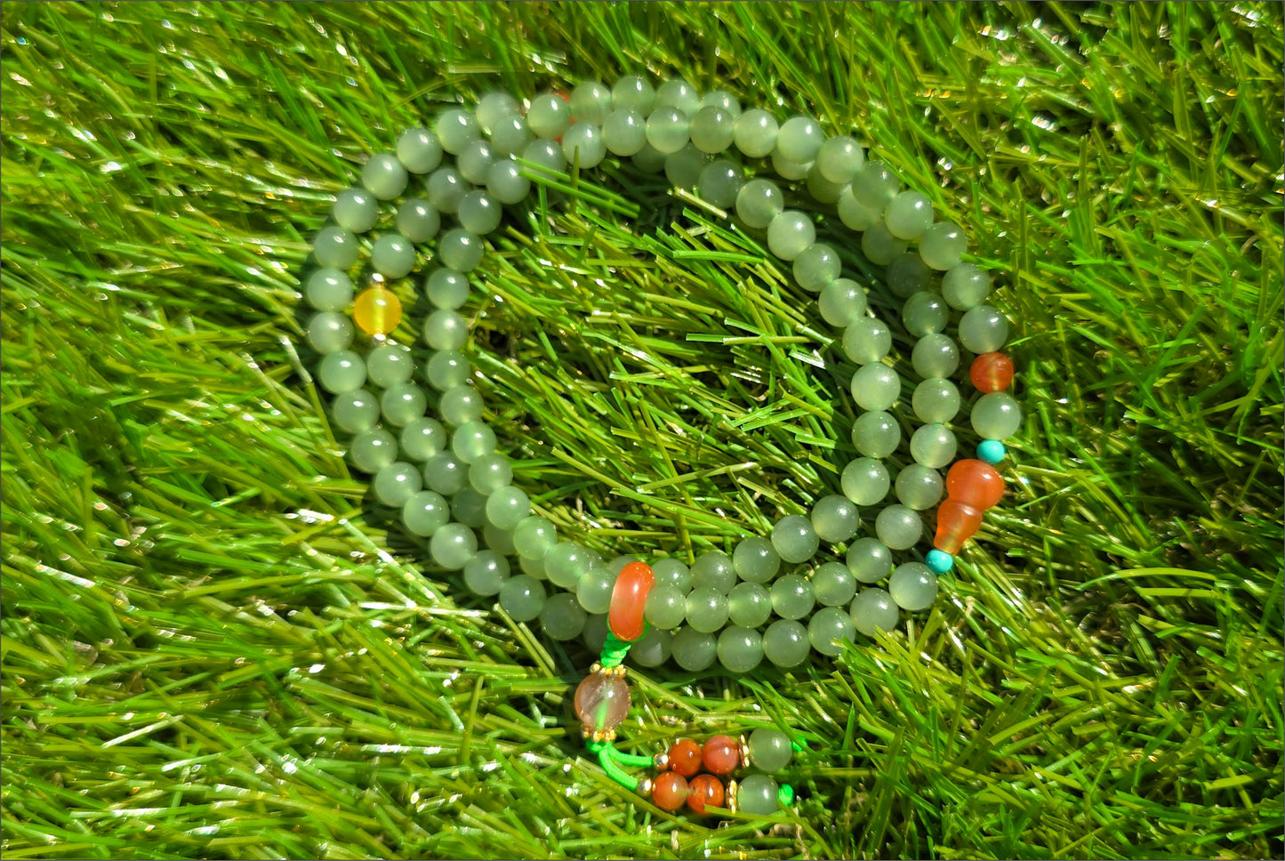 6mm, Certified Natural Green Nephrite Jade Bead Necklace, 天然碧玉项链