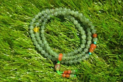 6mm, Certified Natural Green Nephrite Jade Bead Necklace, 天然碧玉项链