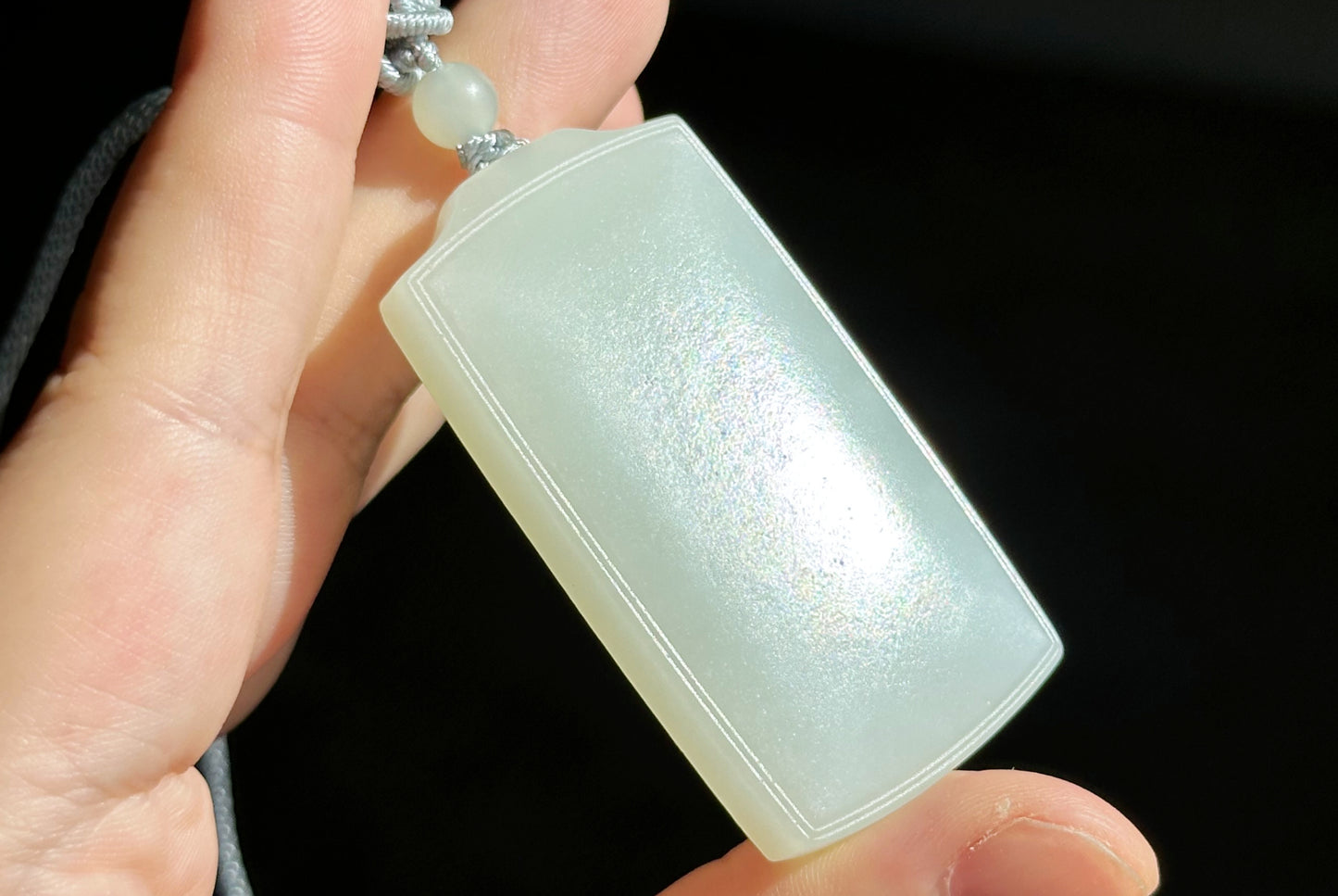 Certified Natural White Nephrite Jade Wushi pai Peace Amulet Pendant, 天然正装35俄巴沙和田白玉无事牌吊坠