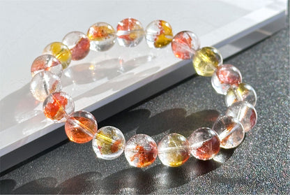 10mm+, Certified Natural Rare High Quality Koi Hematoid Quartz Crystal Beads Bracelet, Natural Hematoid Crystal Bracelet, 天然收藏级锦鲤胶花水晶手串
