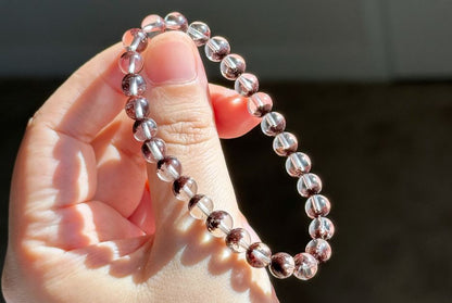 6.5mm,+ Certified High Grade Natural Red Phantom Quartz Bracelet, Treasure Bowl Red Phantom Quartz Bracelet, 天然聚宝盆红幽灵水晶手串