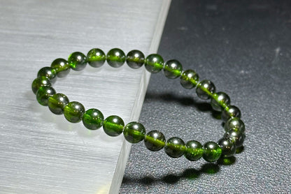 6.5mm+, Certified Natural High Clarity Chrome Diopside Beads Bracelet, Chrome Diopside Bracelet, 天然玻璃体透辉石手串