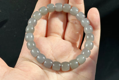 9mm, Certified Natural Smoky Purple Nephrite Jade Beads Bracelet, 天然烟紫和田玉直切手串