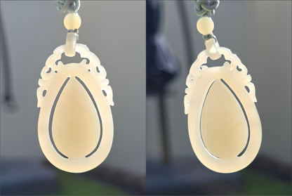 Certified Natural Smoky Gray Nephrite Jade Teardrop Pendant, 天然烟灰老矿和田玉精装水滴吊坠