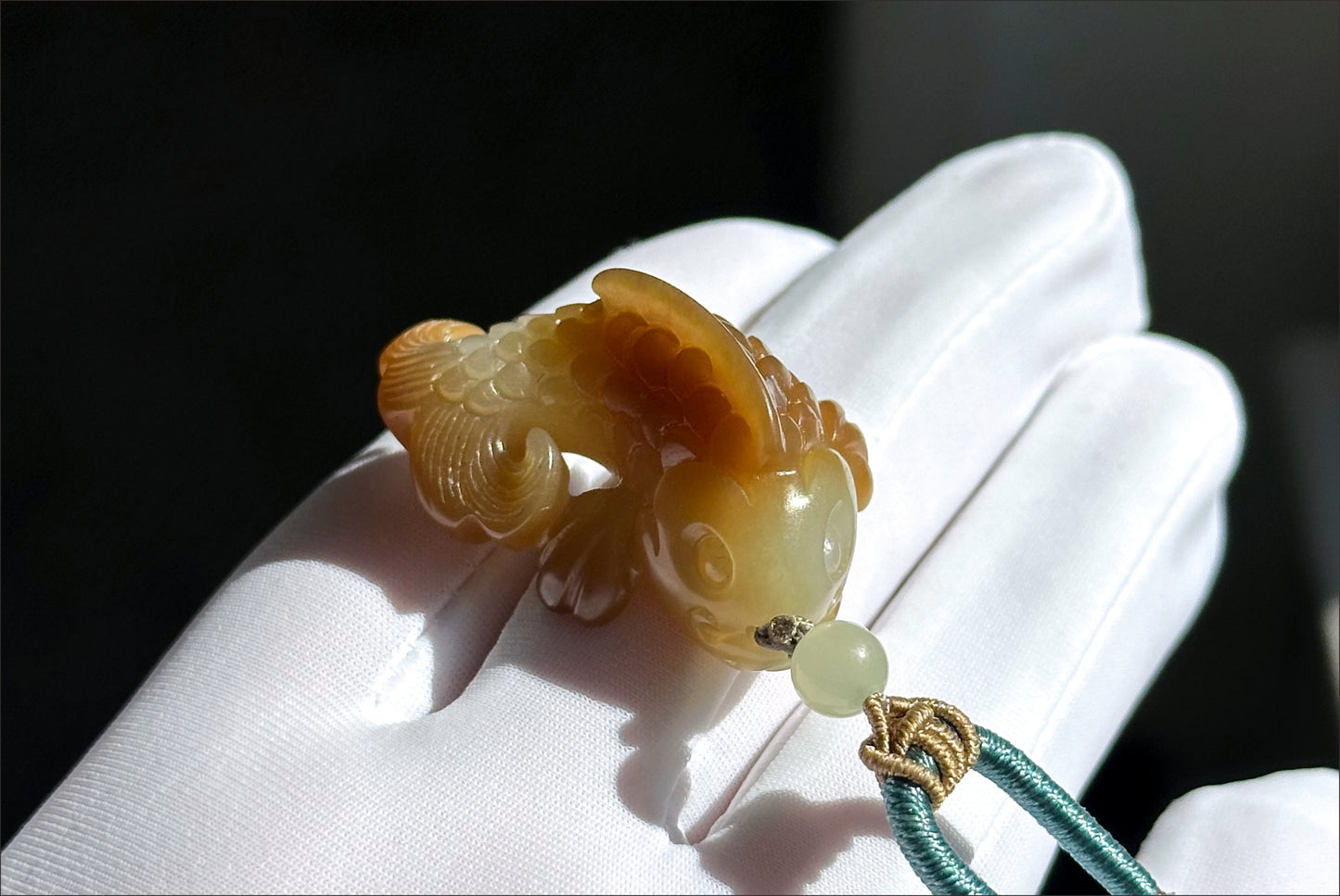 Certified Natural High Quality Sugar Brown and White Nephrite Jade Hand-Carved Koi Fish Pendant, 天然且末糖白和田玉苏工手工雕刻锦鲤吊坠