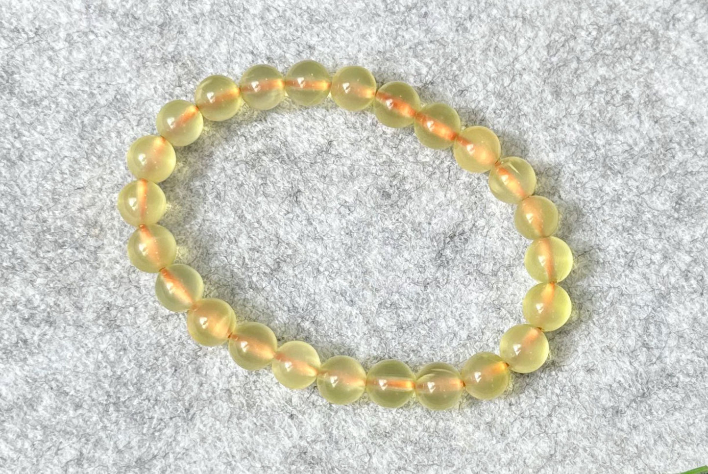 7.2mm+, Certified Natural High Quality Yellow Prehnite Bracelet, Natural Gold Prehnite Bracelet 天然冰种巴西金葡萄石手串