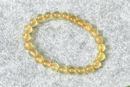 7.2mm+, Certified Natural High Quality Yellow Prehnite Bracelet, Natural Gold Prehnite Bracelet 天然冰种巴西金葡萄石手串