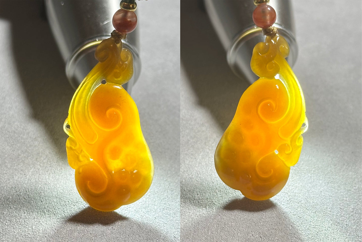 Certified Natural Qiemo Sugar Nephrite Jade Hand-Carved Ruyi Pendant, 天然且末糖手工雕刻如意吊坠