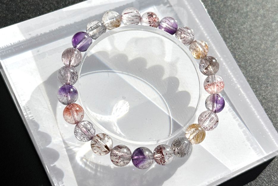 8mm+, Certified Natural Super Seven Bracelet, Super 7 Quartz Bracelet, 天然超七水晶手串