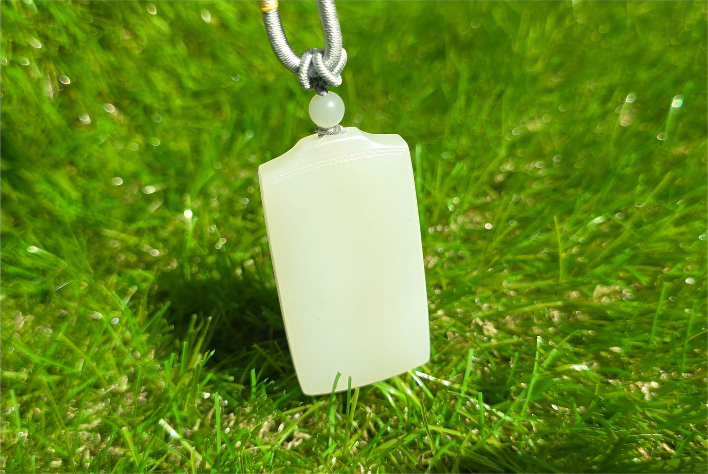 Certified Natural White Nephrite Jade Wushi pai Peace Amulet Pendant, 天然正装35俄巴沙和田白玉无事牌吊坠